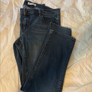 LOFT Blue Skinny Jeans with Distressed Look